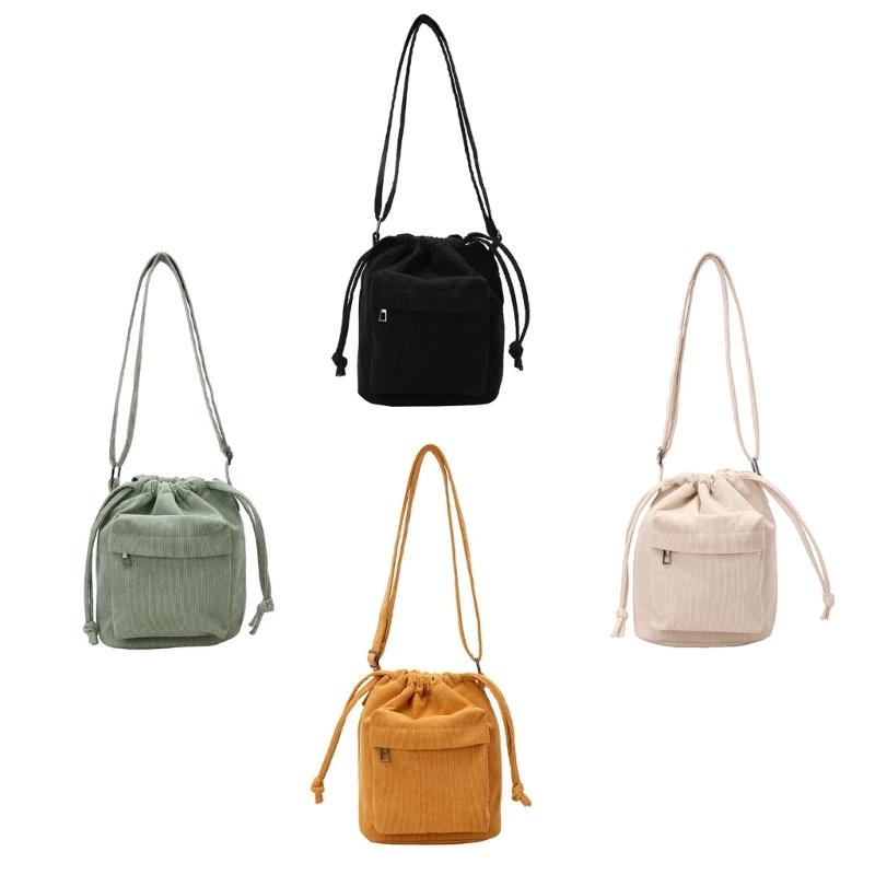 

Corduroy Bucket Bag Versatile MinimalistCrossbody Shoulder Bag for Women Girl