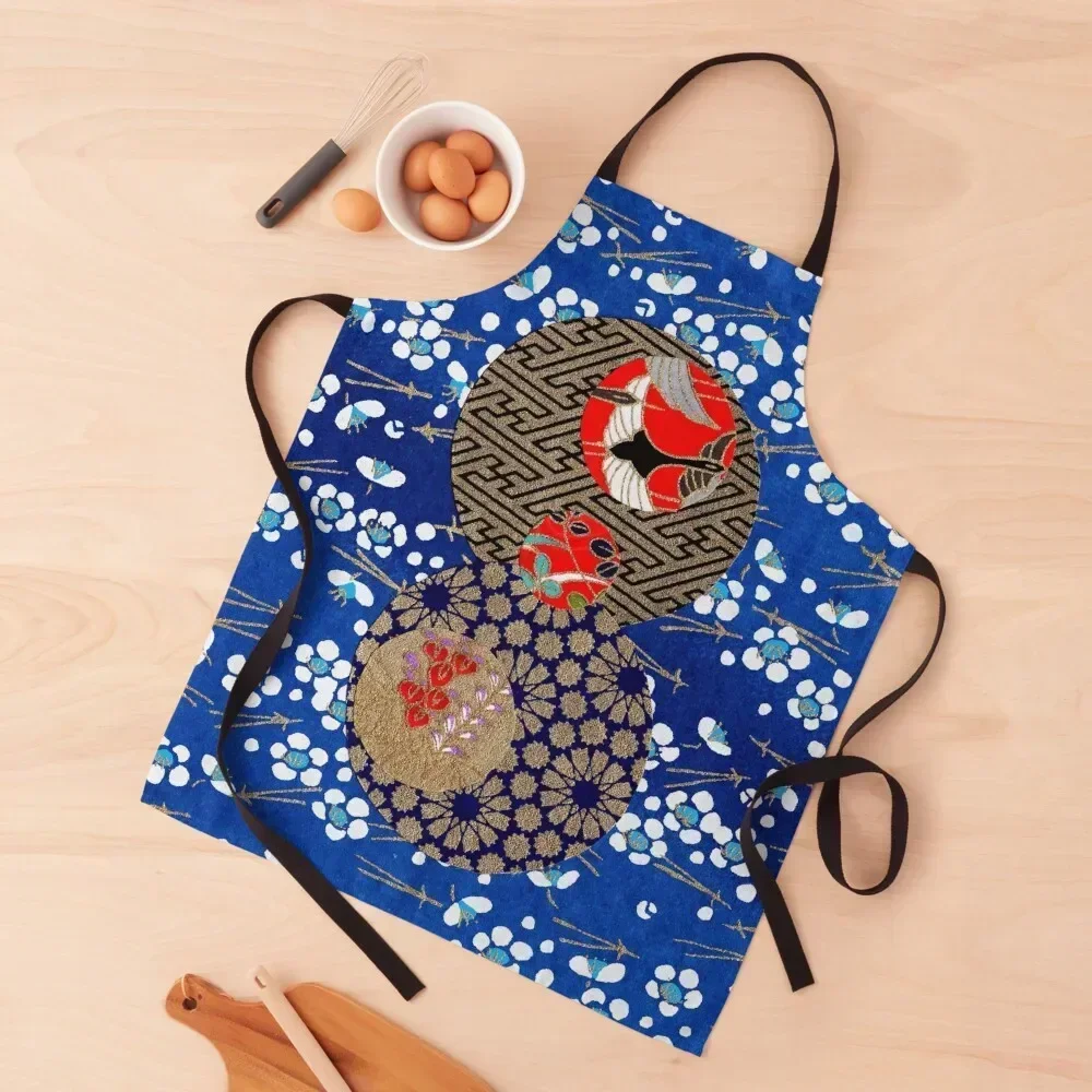 

Collage 113 | Japanese washi yuzen chiyogami origami paper collage Apron kitchen and home Sexy Apron