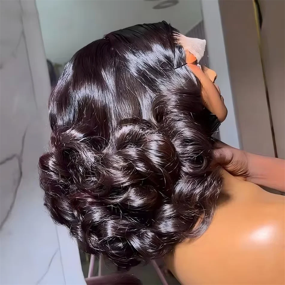 100% Vietnamese Raw Hair Wigs 250 Density Ombre Double Drawn Bouncy Curly Loose Wave 13x4 HD Lace Front Glueless Wig Pre Plucked