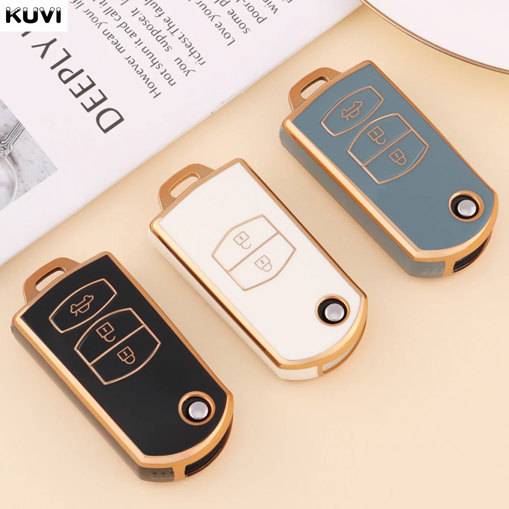 

Fashion TPU Car Folding Key Case Cover Shell For Mazda 3 5 6 Series M6 RX8 MX5 2 3 Button Protector Keyless Fob Bag Accessories