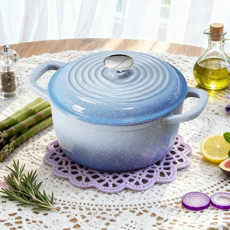 LC-B1122 Enamel Pot, Non-Stick Pot, Peacock Blue