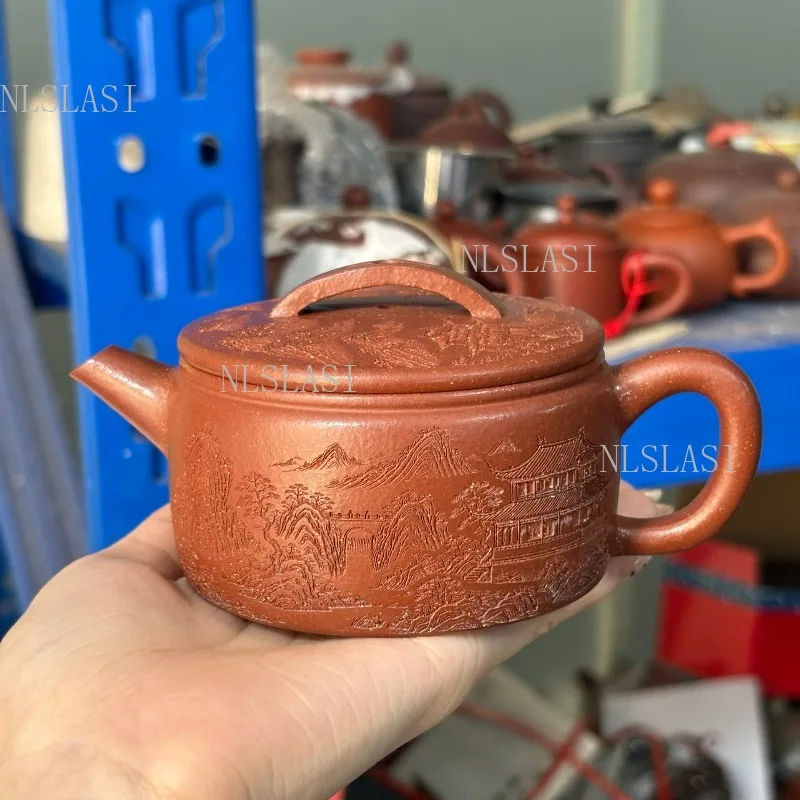 

200ml Classic Yixing Purple Clay Tea Pot Zhu Mud Inward Push Ball Hole Beauty Handmade Custom Teapot Chinese Zisha Tea Infuser