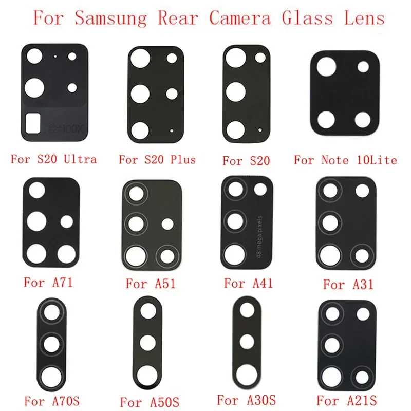 

2Pcs Back Rear Camera Lens Glass For Samsung S20 Plus S20 Ultra Note 10 Lite A71 A51 A41 A31 A70S A50S A30S Repair Parts