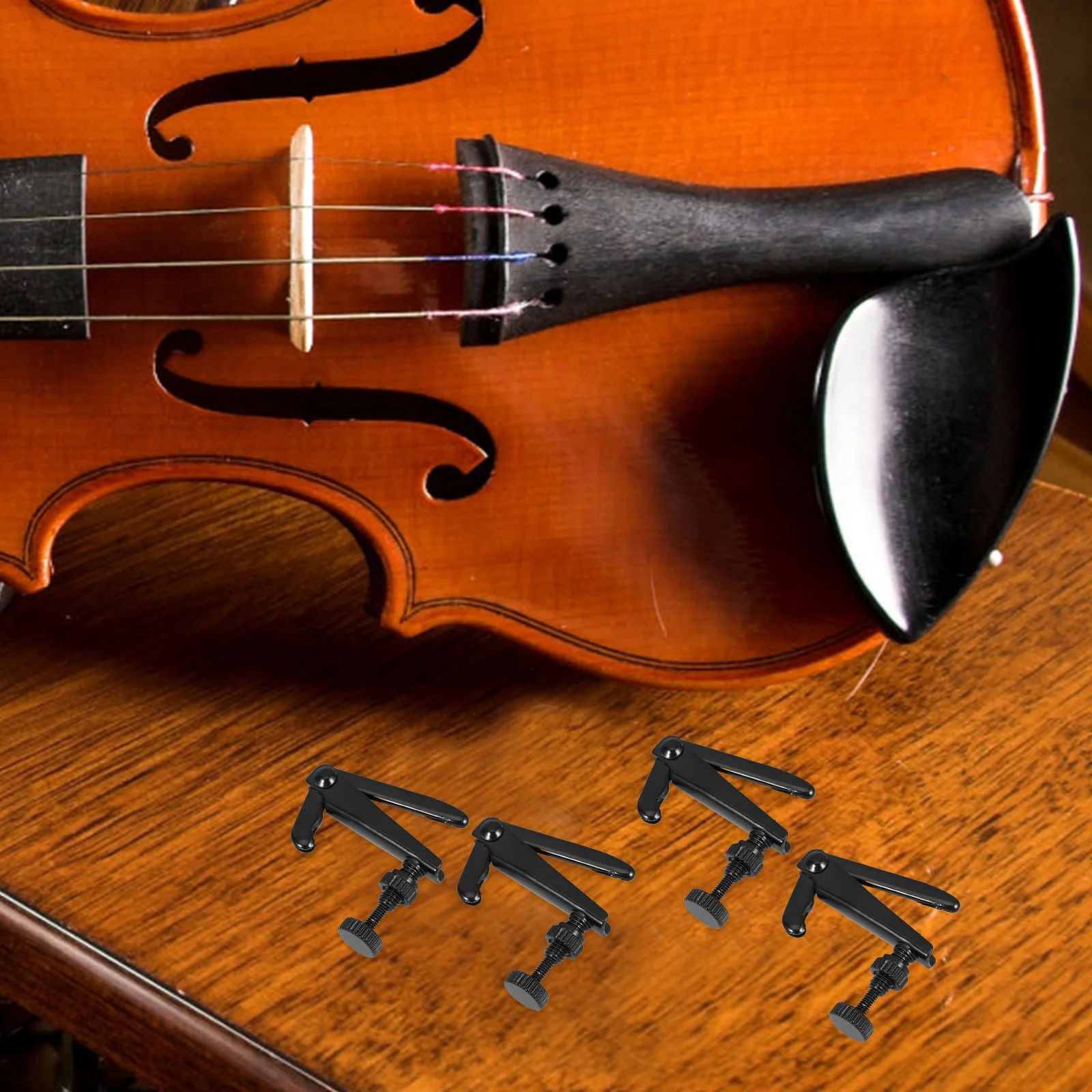 Alasum 4 قطعة الكمان غرامة المستقبلون الأسود النحاس الضابط للمبتدئين القيثارة استبدال أجزاء أداة سلاسل منظم