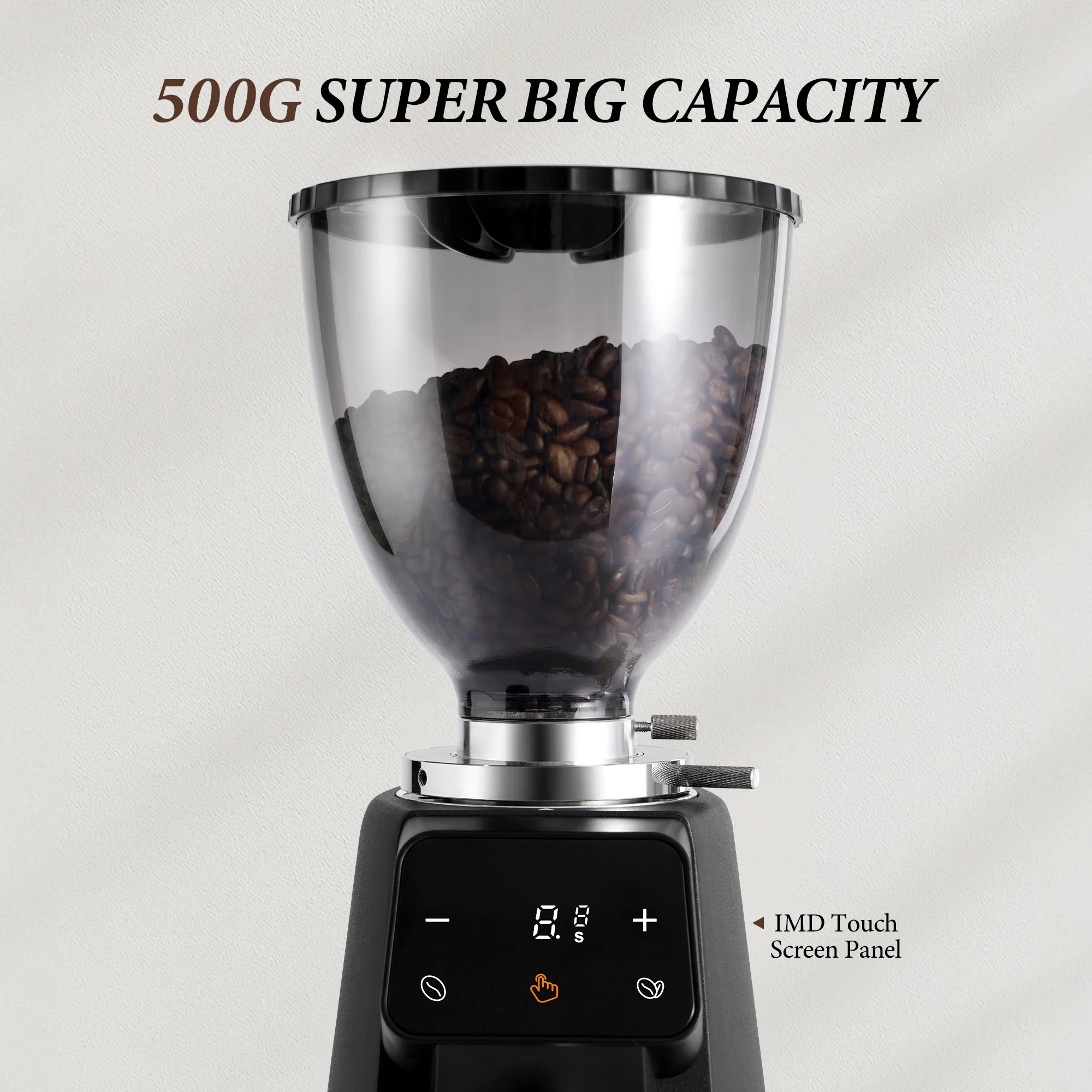 Touch Screen Espresso Machine with 100 Adjustable Settings, Matching 500g Hopper 64mm Burr Professional Coffee Grinder