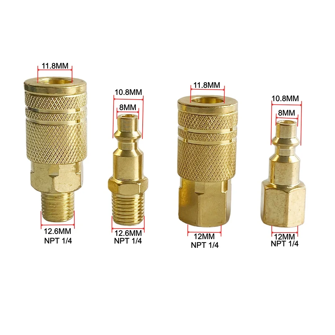 US Type Air Hose Quick Connect Plug & Coupler With 1/4 NPT Fitting Thread American Standard Air Compressor Pneumatic Accessories