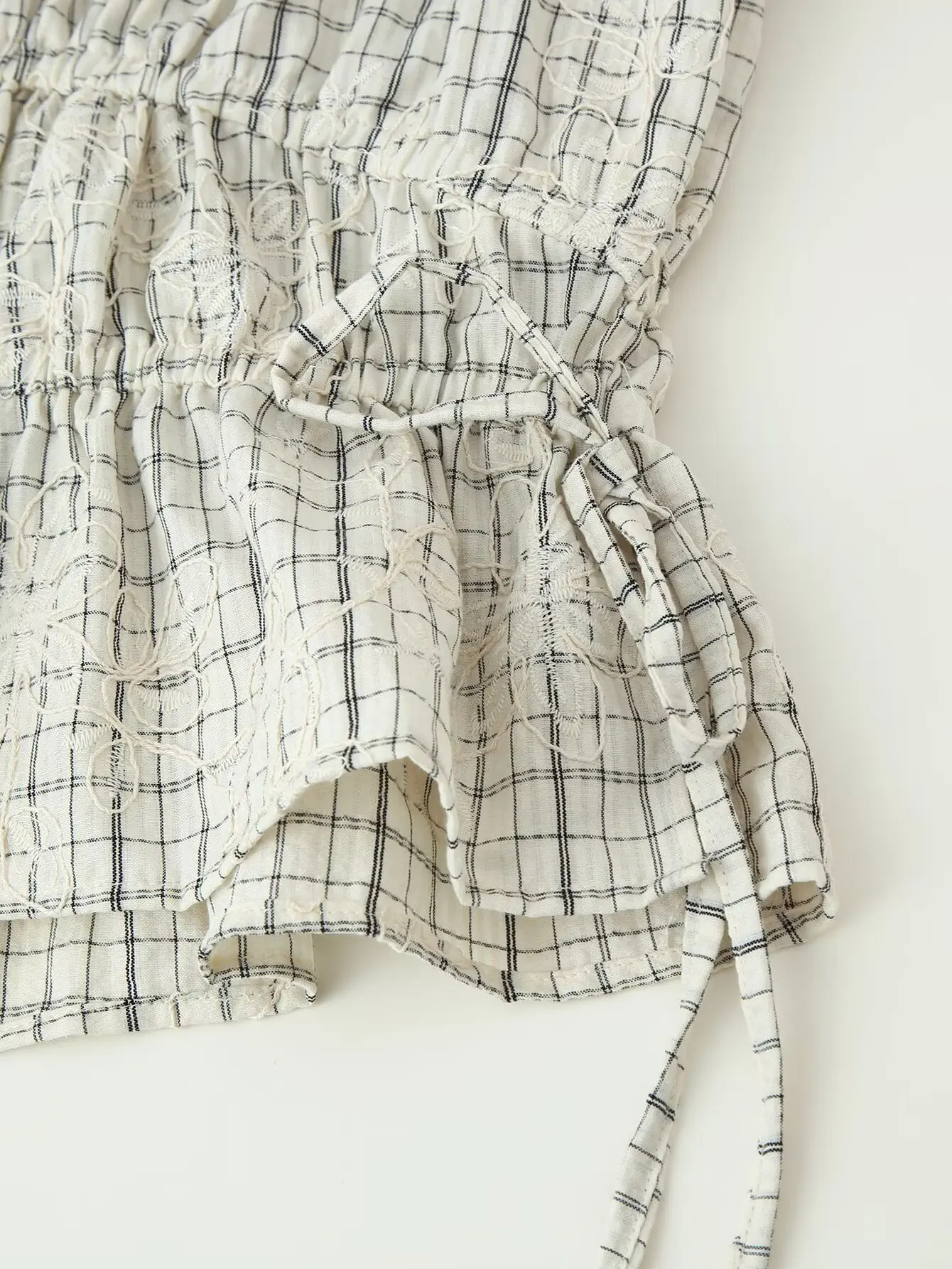 Spring Plaid Embroidered Bow Short Sleeve Blouse Tops and A-line Side Zipper Skirt Women Casual Office Lady Daily Commuting Set
