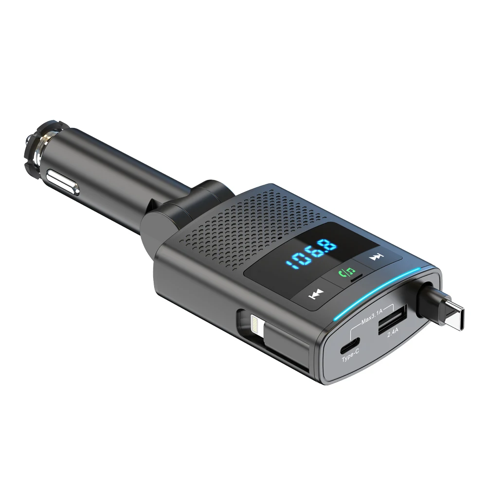 80.5W Customer Favorite Bluetooth Connectivity Car FM Transmitter Wire Connection Car Charger for Car Audio Upgrade BC99