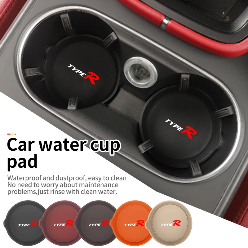 2Pc Car Silicone Water Cup Pad Coffee Beverage Mat Accessories For Honda Type R Civic Accord CRV HRV Pilot Fit Odyssey Legend