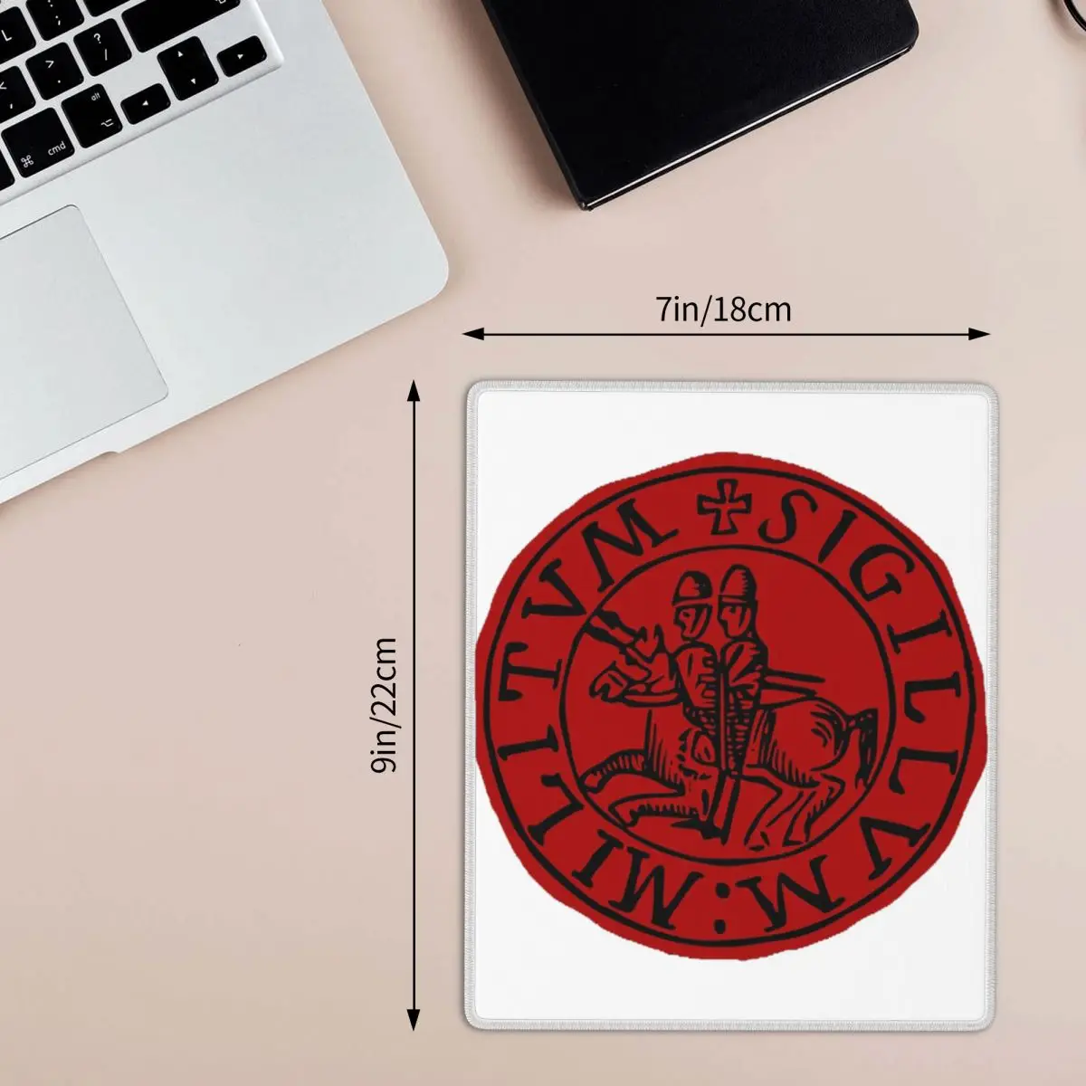 Seal Of The Knights Templar 7x9 in 22x18 cm Mouse Pad Computer Keyboard Mouse Mat Gamer PC Laptop Desk MatAccessories Table Mats