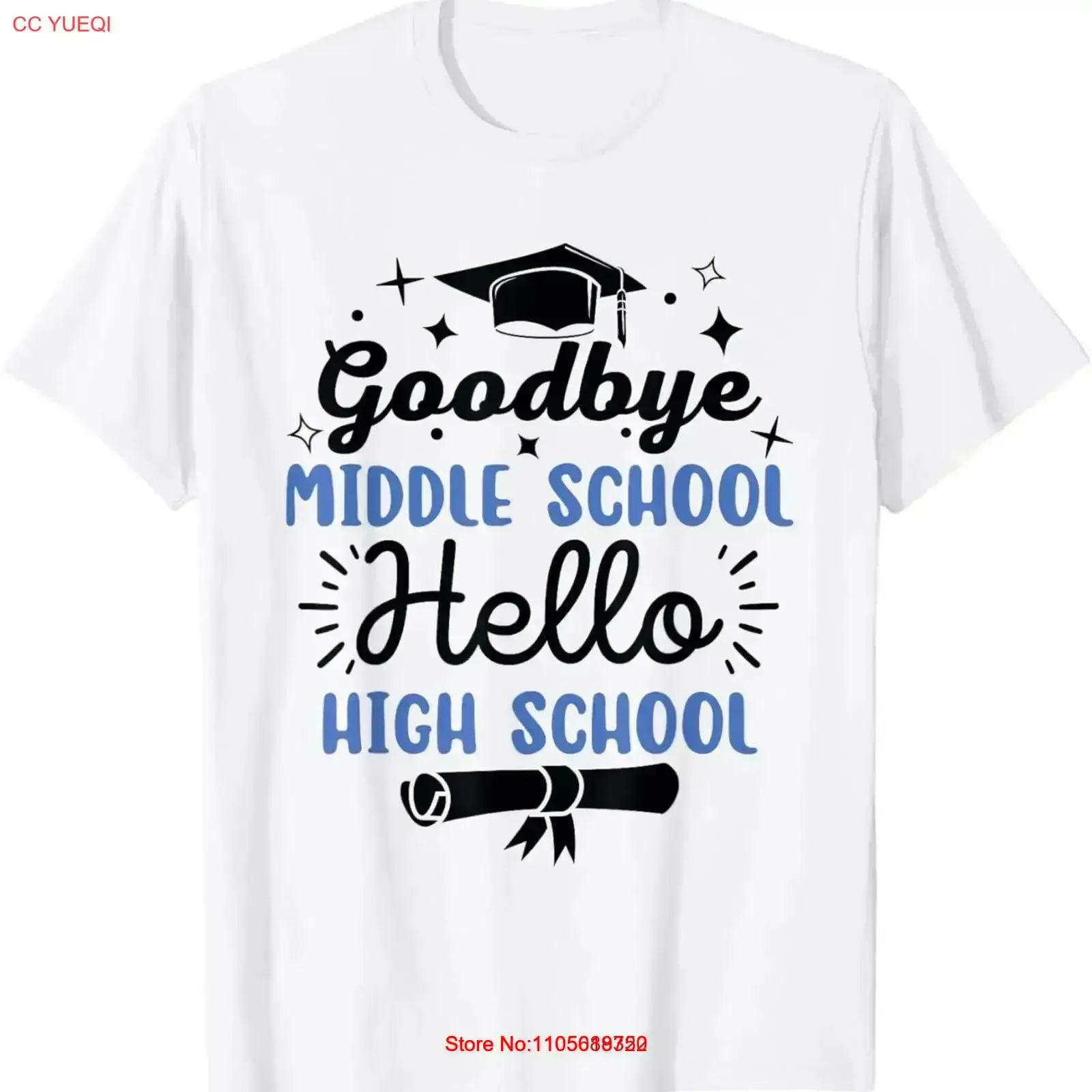 Goodbye Middle School Hello High Funny Graduation T Shirt vintage Washed fashion Soft Versatile Breathable designer clothes