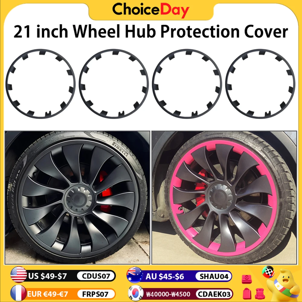 

For Tesla Model Y 21 Inch Rim Wheel Hub Protection Patch Protectors ABS Wheel Guard Covers Accessories Auto Exterior 2018-2024