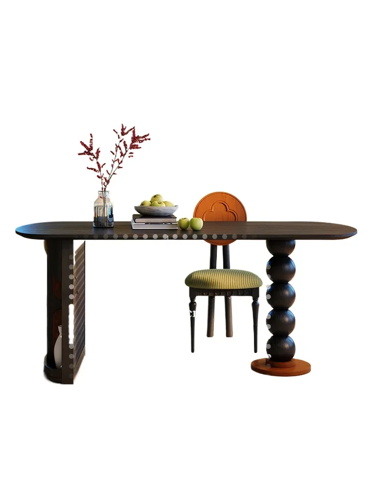 

Wood solid wood dining table, small apartment restaurant home, French retro rectangle