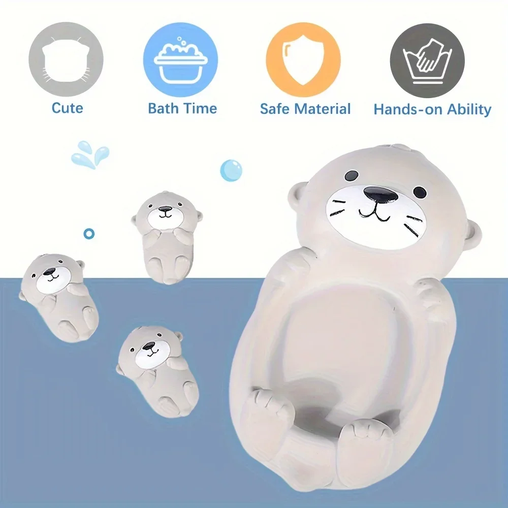 1Set Baby Cute Otter Bath Toy - Silicone Bath & Water Playmate, Fun Bathroom Water Play Floating Toys for Toddlers 0+ Years Old