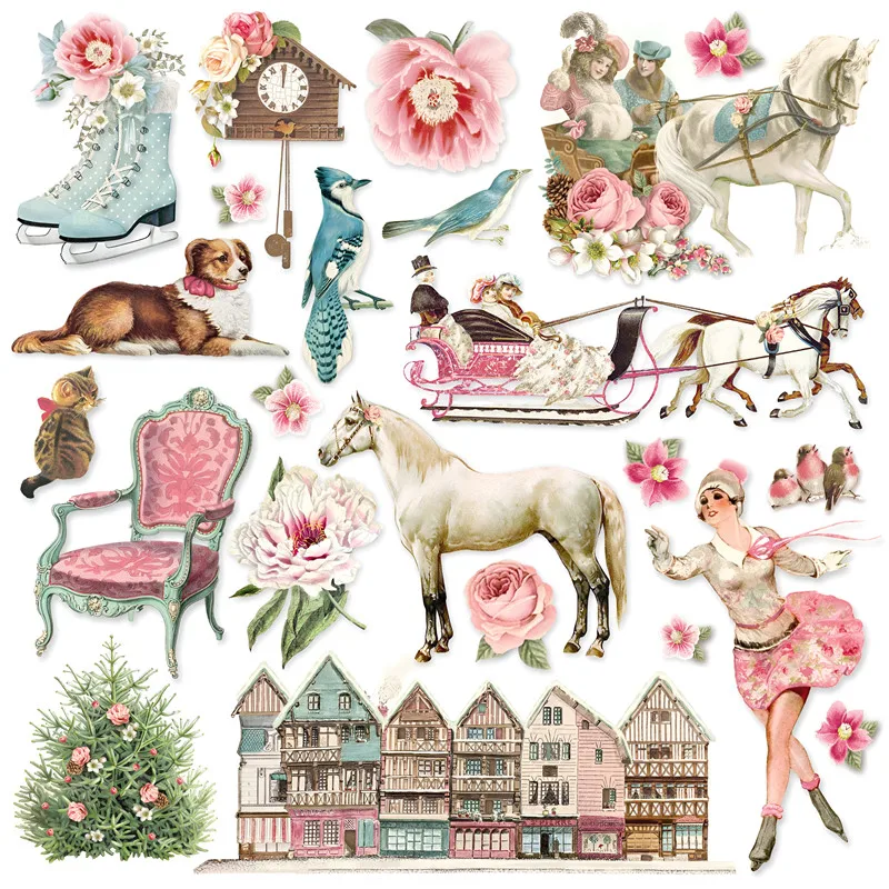 23Pcs/Pack Vintage Sweet Winter Sticker DIY Craft Scrapbooking Album Junk Journal Decorative Stickers