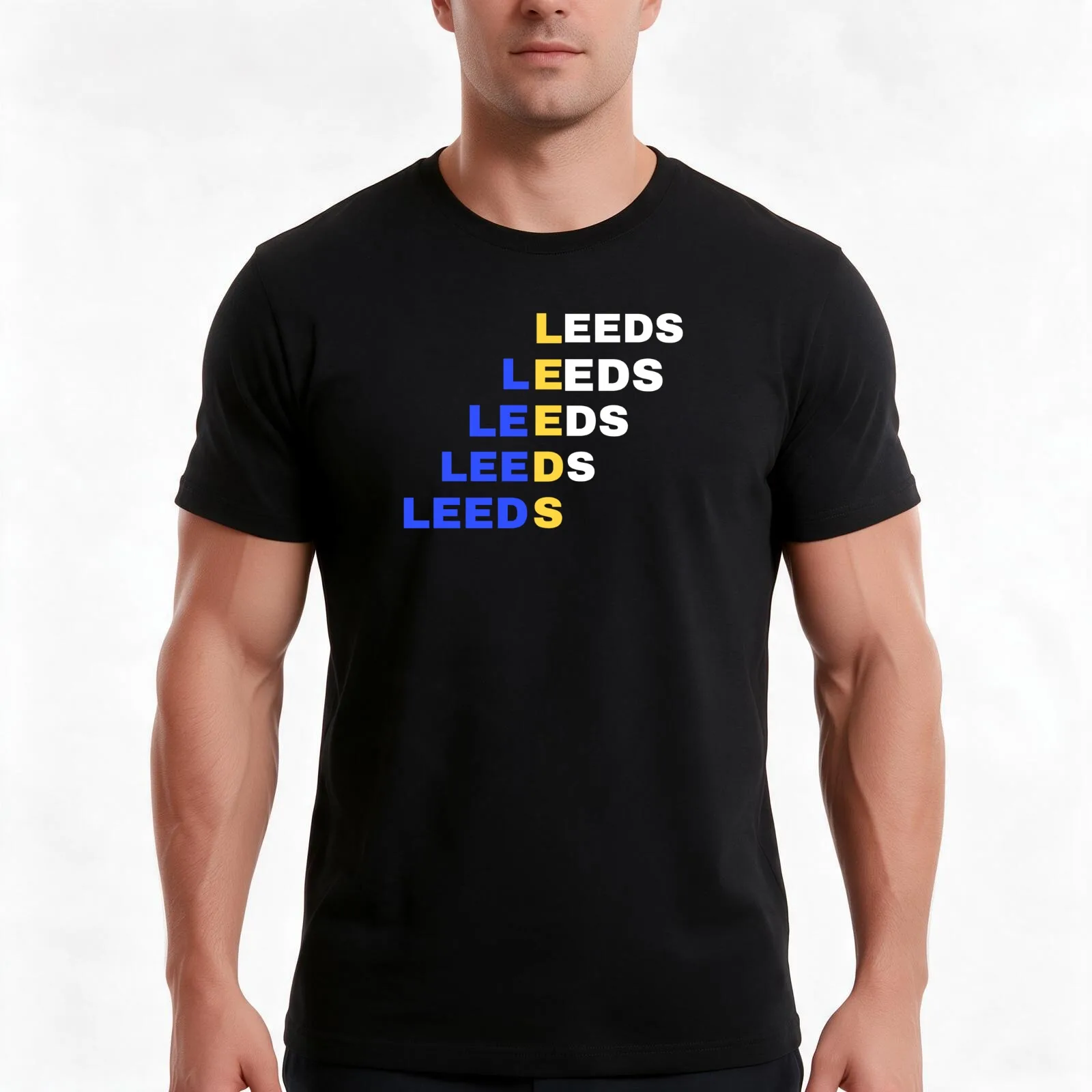 LEEDS T-Shirt Summer Casual Cotton Tee Oversized Streetwear Tops Vintage Graphic Print Loose Fit Short Sleeve 100% Cotton