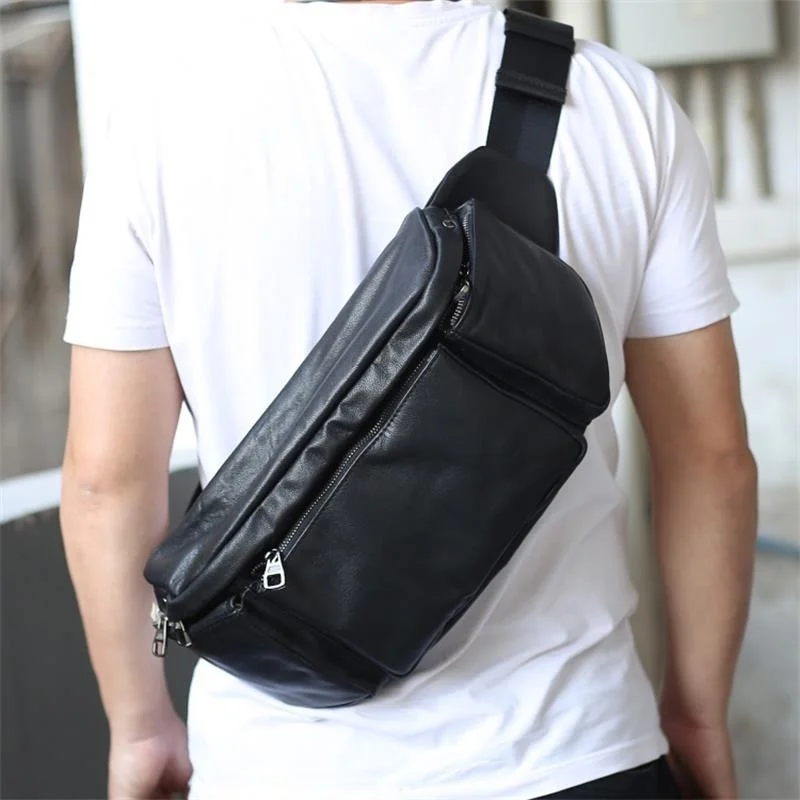 

Super soft top leather man bag outdoor cool chest large capacity motorcycle rider one shoulder crossbody