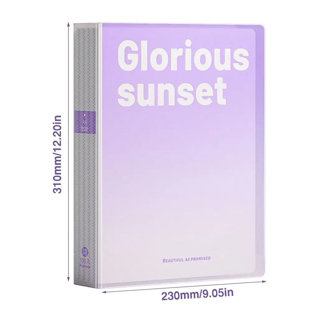 30/40/60/80/100 Pages Storage Booklet Large Capacity Gradient Color Archives Bag Waterproof Multifunctional
