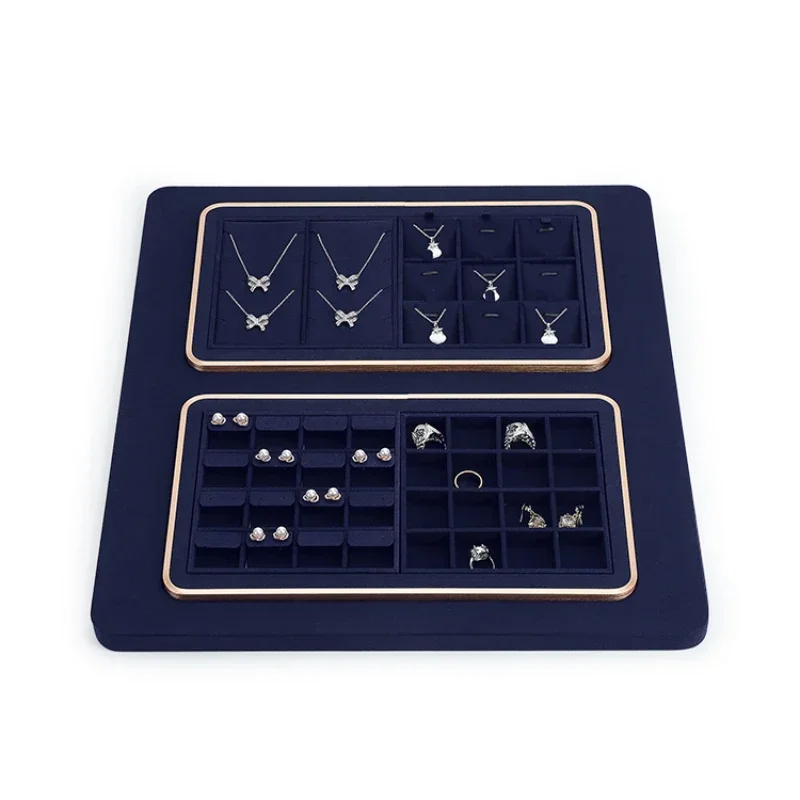 

Blue microfiber metal jewelry display panel display panel live broadcast room display panel ring bracelet jewelry display props