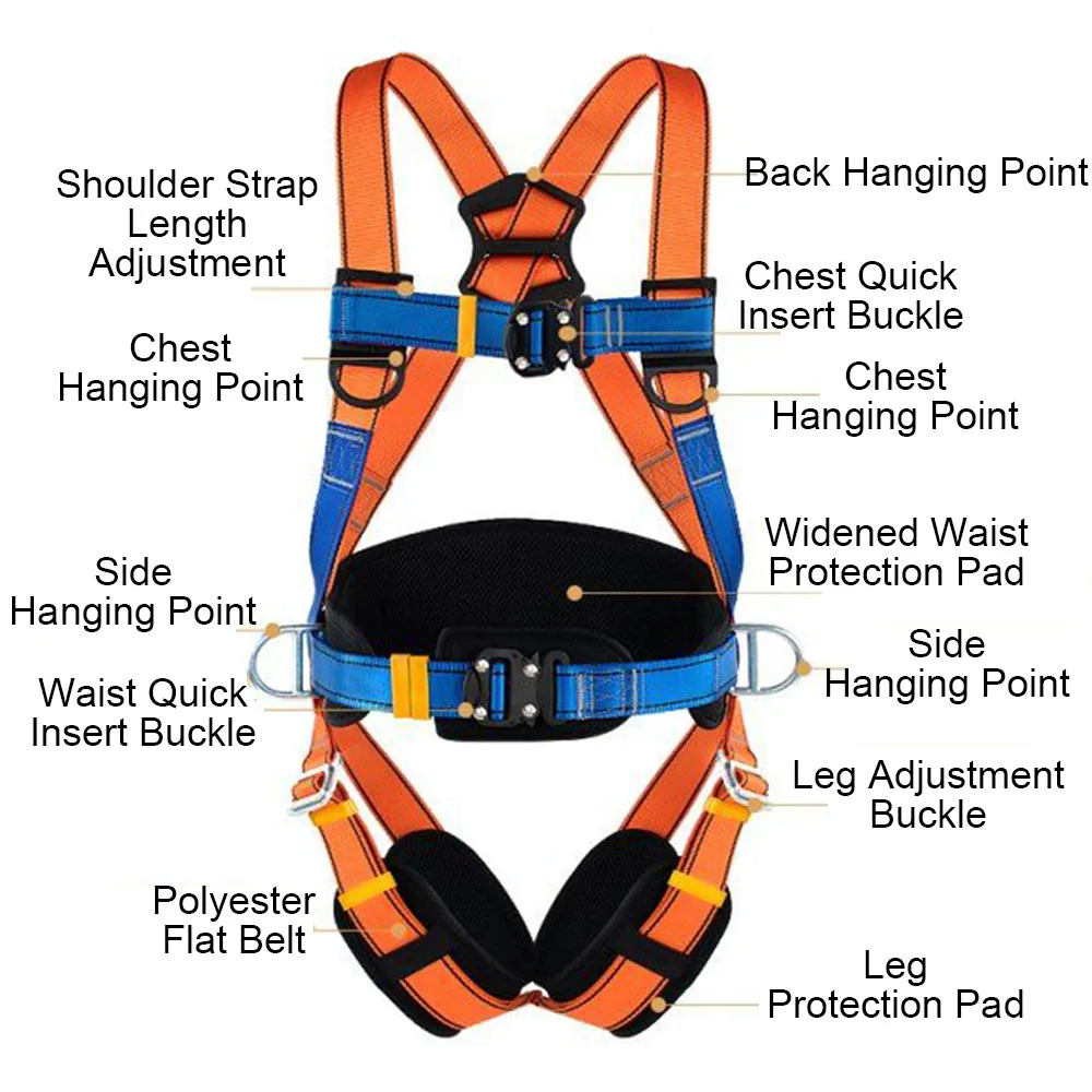 Five-point High Altitude Work Safety Belt Full Body Safety Harness Outdoor Rock Climbing Training Protect Equipment Safety Rope