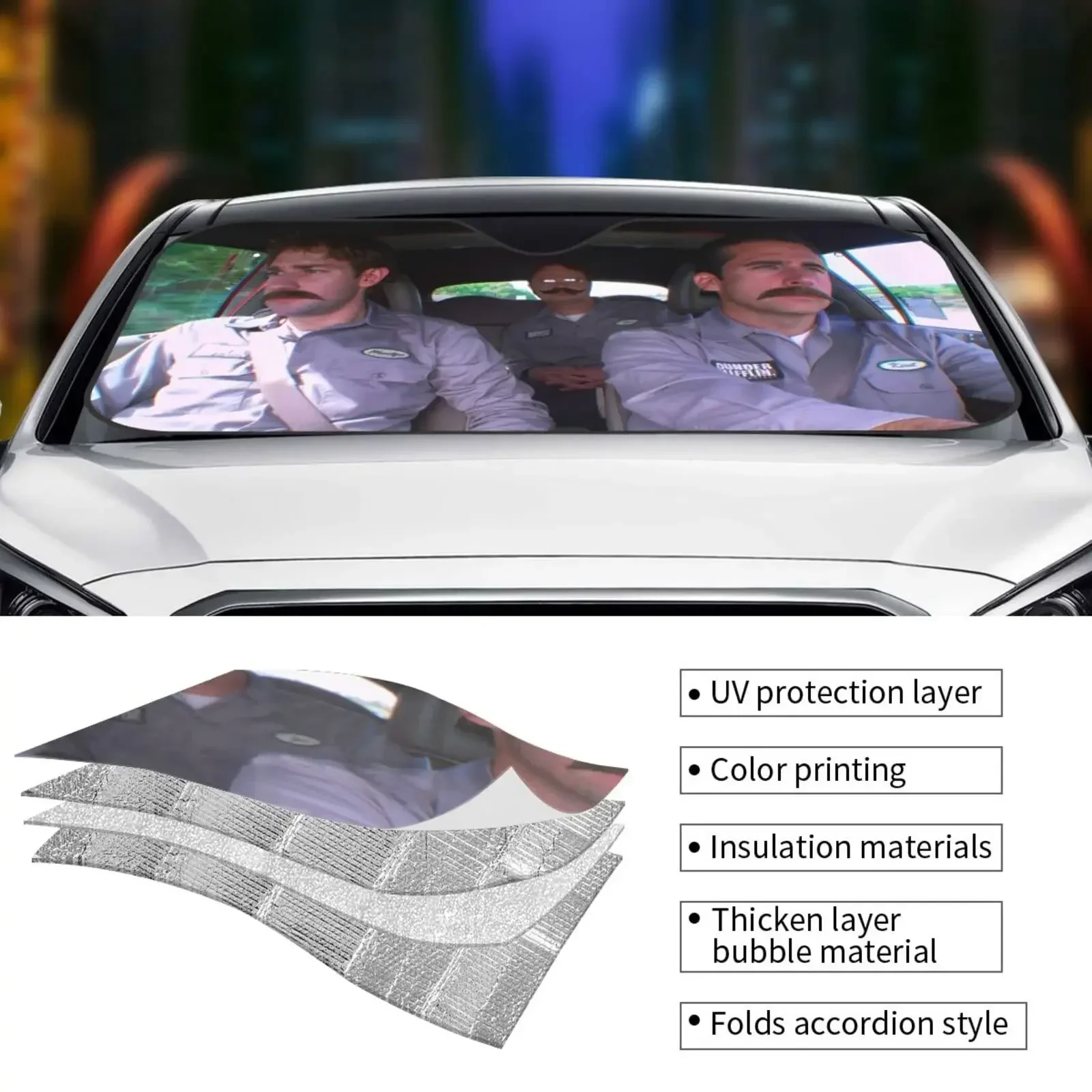 The Funny Office Windshield sun Shade Car Sun Shade for Front Windshield Sunshades Foldable Visor Protector Blocks UV Rays