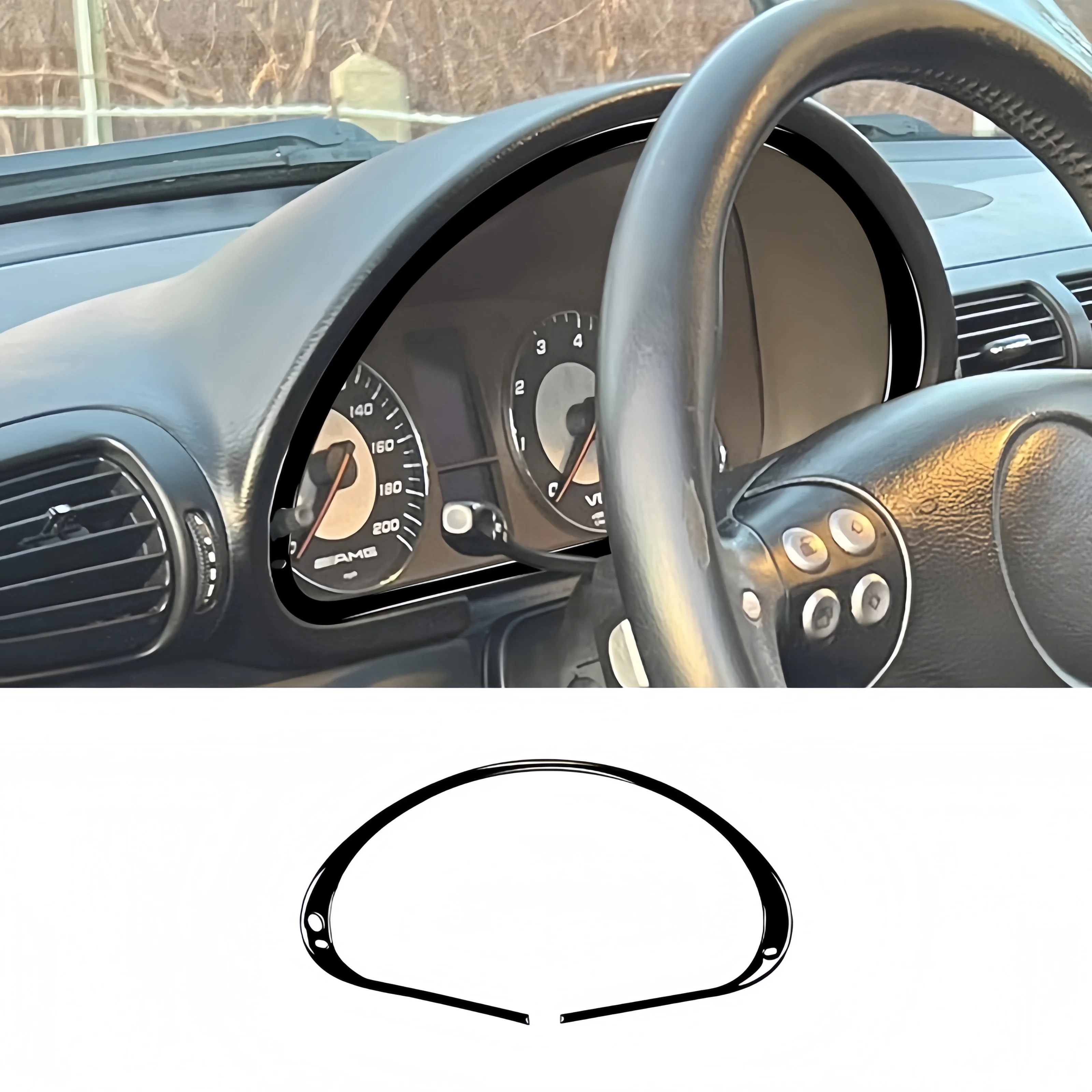 For Mercedes Benz C Class W203 2005-2007 Piano Black Car Dashboard Panel Speedometer Frame Trim Cover Decor Sticker Auto Zubehör