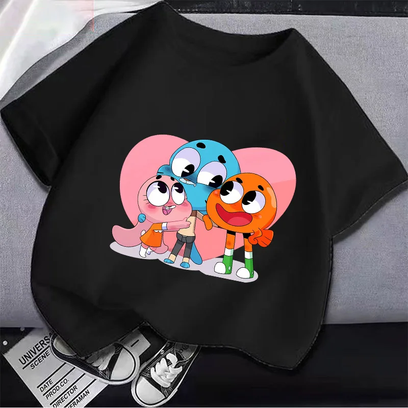 

The Amazing World of Gumball Short Sleeve Clothes Summer Anais Darwin Kids T-Shirt Cartoon Boy Girl Tops Cute Birthday Gifts