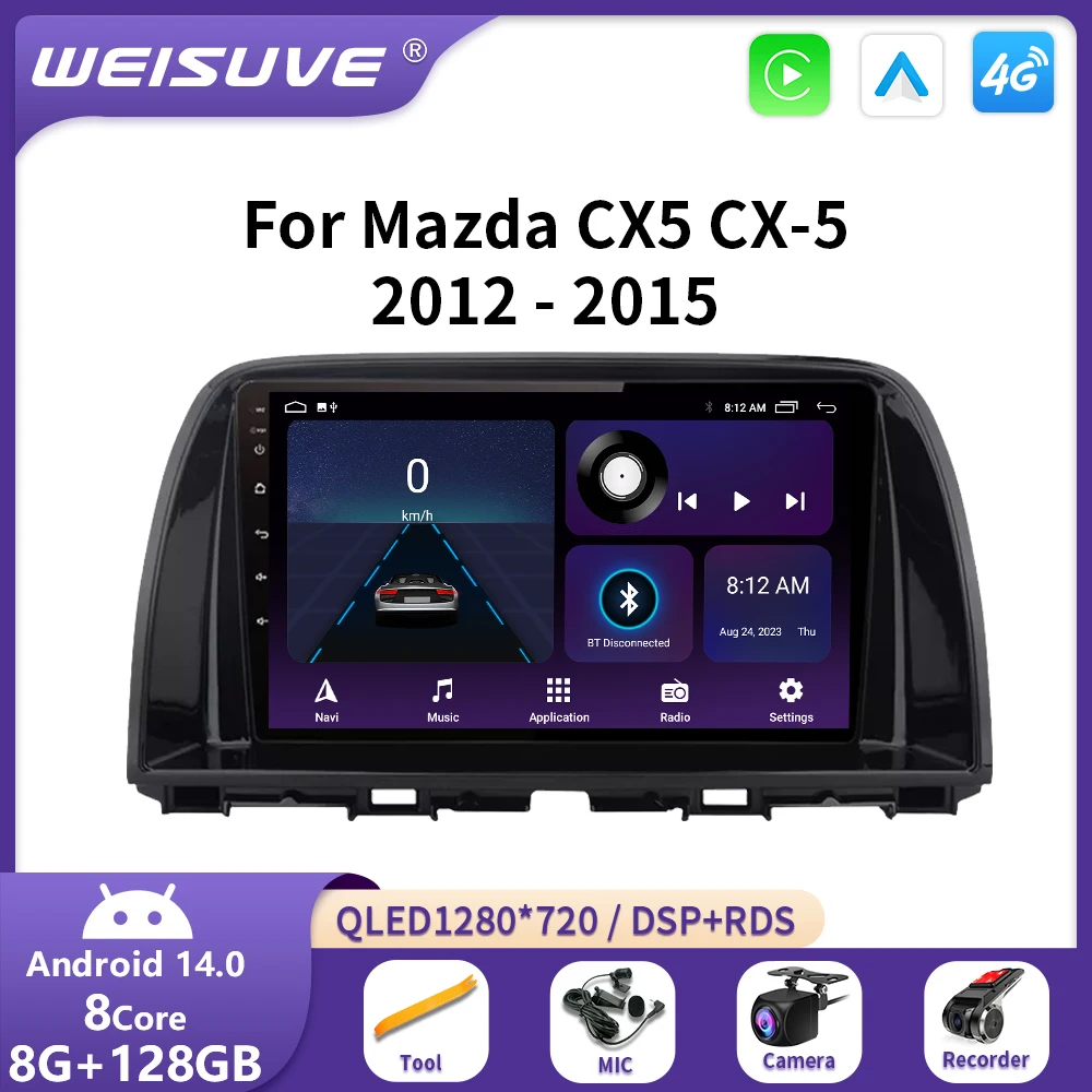 

Android 14 Auto Car radio For Mazda CX5 CX-5 2012-2015 Car intelligent systems 2din GPS Stereo multimedia FM 4G Wireless Carplay