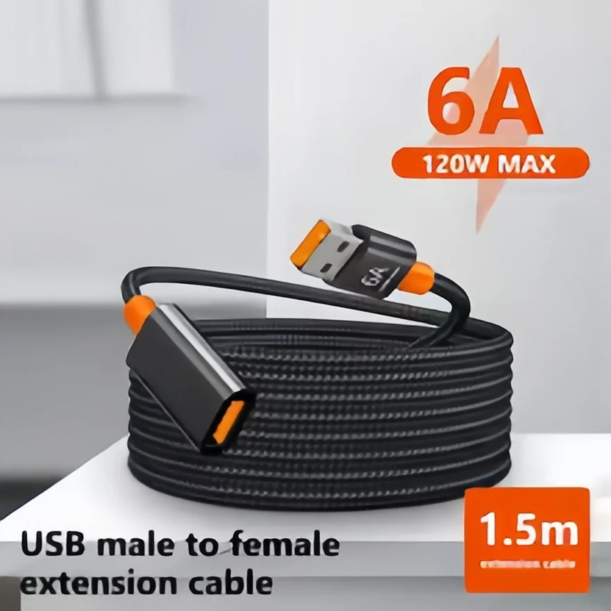 USB 3.0 Extension Cable Male to Female- High-Speed Extender for PC/Laptop/Hard Drive, Backward Compatible with USB 2.0