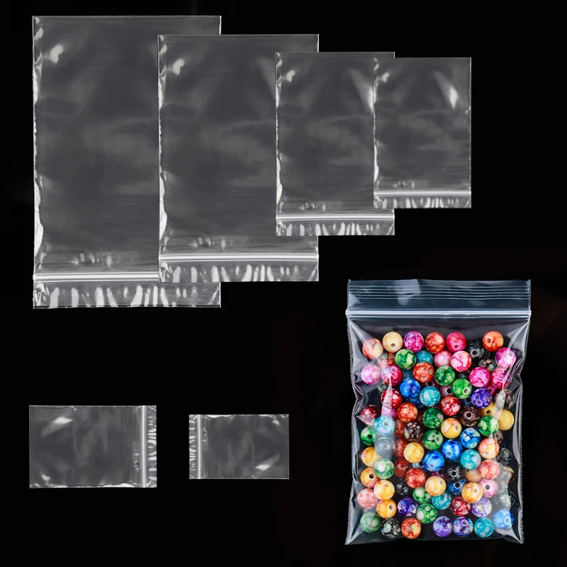 20-100pcs/Lot Self Sealing Zip Zipper Lock Clear Ziplock Bags For Jewelry Packaging Reclosable Transparent Plastic Storage Bags