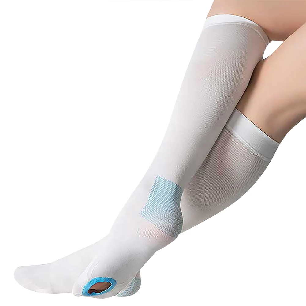 1 Paar TED Anti-Embolie-Strümpfe – Kompressionsstrümpfe mit 15–21 mmHg für Schwellungen – Knie-/Oberschenkelhoch mit Inspektionsloch – Herren und Damen
