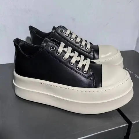 Leather Shoes Men's Shoes Casual Women Platform Leather Luxury Sneakers Lace Up Classic Autumn Black Designer Shoes