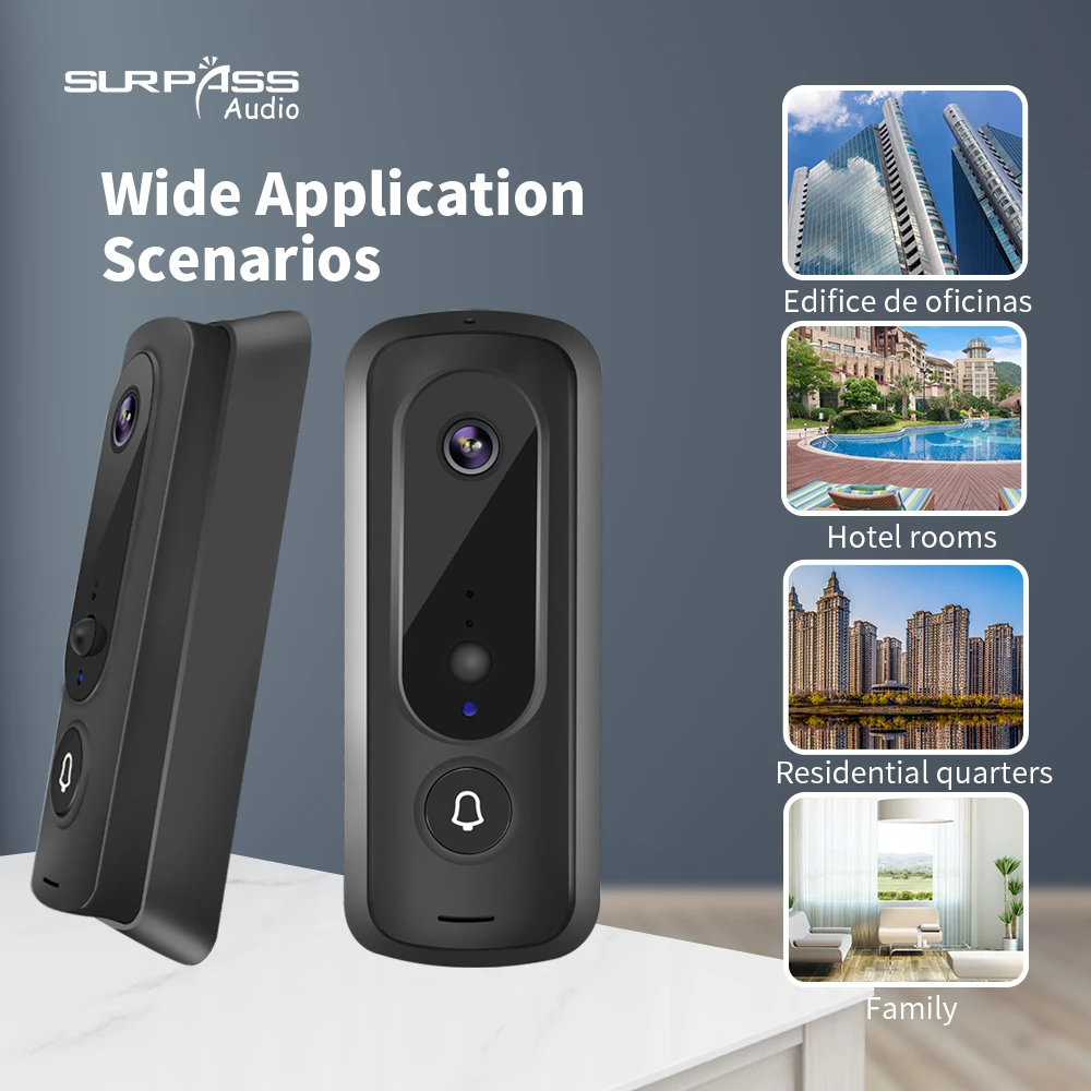 Tuya Smart WiFi Visual Doorbell Video Intercom Door Bell Camara Night Vision Large Wide Angle View Audio Works with Alexa Google