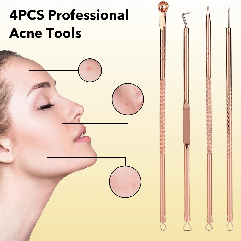 Kit d'outils pour enlever les points noirs, en acier inoxydable, pour le nettoyage en profondeur des pores, outil de beauté pour soins de la peau