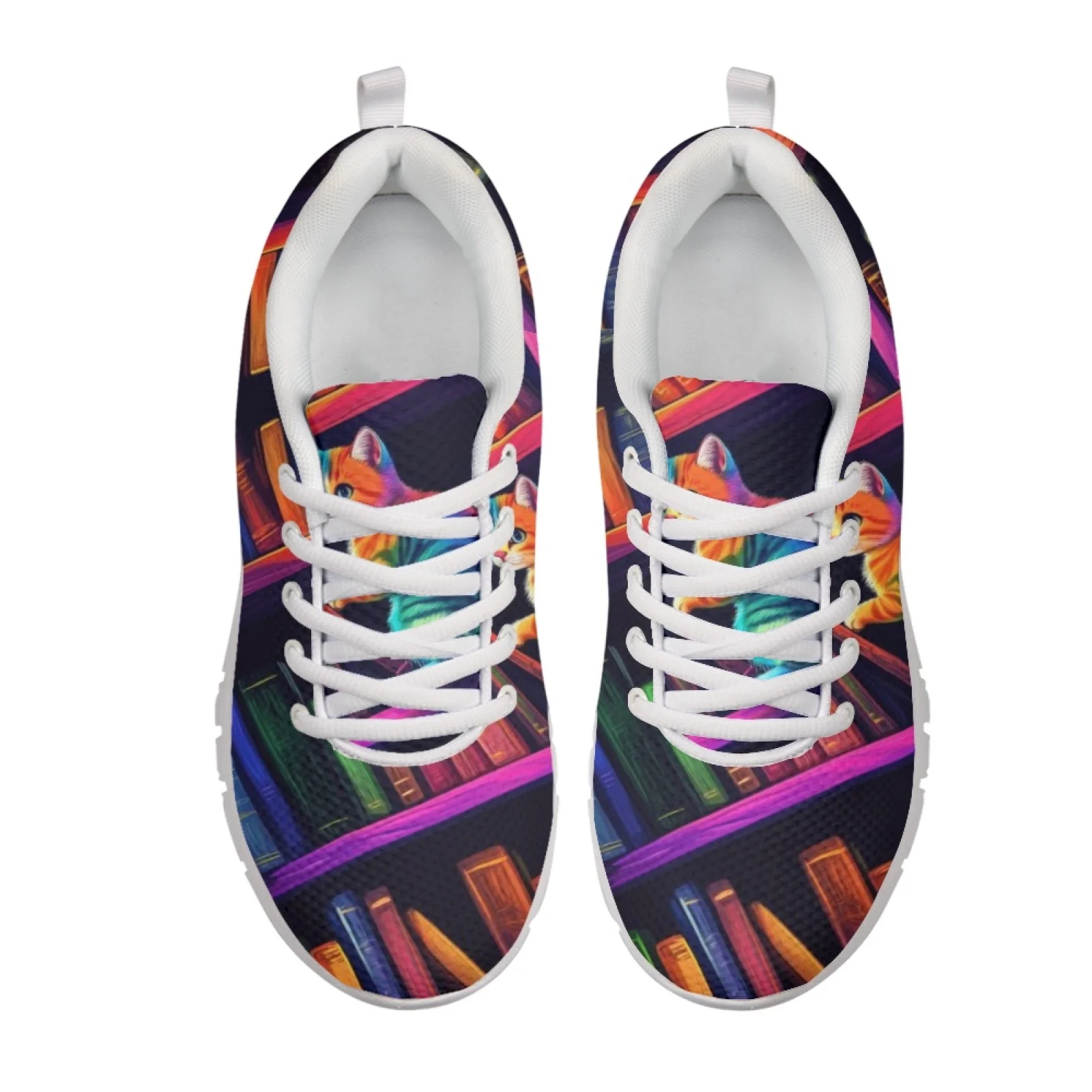 Coloranimal Black Cat Walking Shoes Sports Gym Jogging Athletic Shoes for Women Comfortable Walking Sneakers