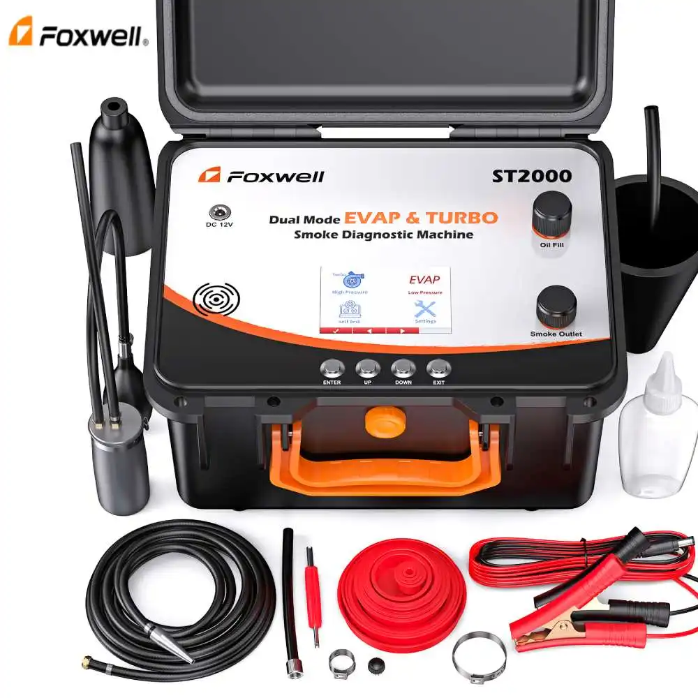 

FOXWELL ST2000 EVAP Smoke Machine Automotive Smoke Leak Tester LCD Screen Dual Mode Diagnostic Turbo System Kit Built-in Air Pum