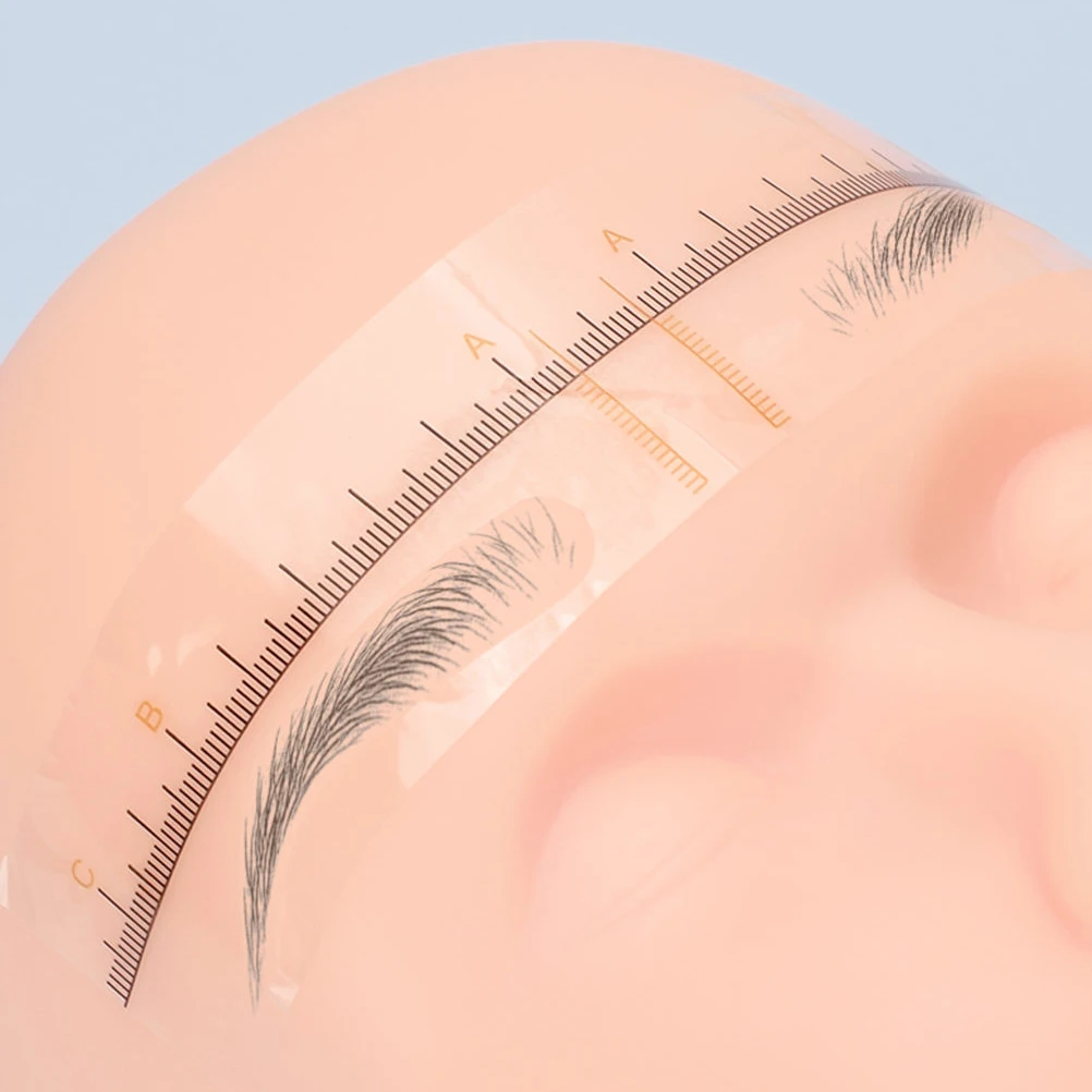

10 Pcs Disposable PVC Sticker Eyebrow Ruler Stencil Scale Tool Yellow Wide Measuring Shaper Symmetrical Brows Makeup Easy