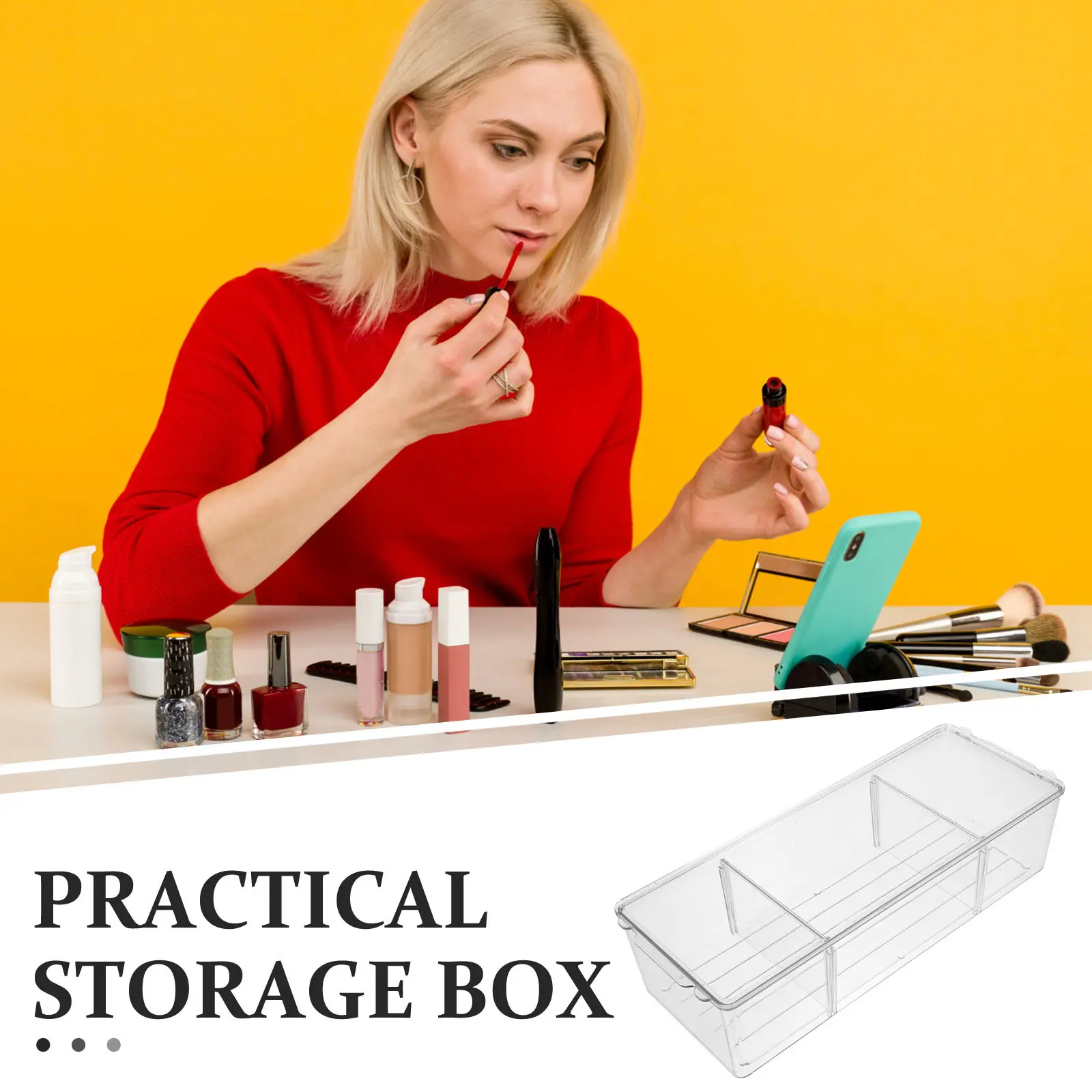 Transparent Plastic Multi-Compartment Storage Box for Cosmetics Medicine Skincare Nail Polish Lipstick Perfume Essential Oil