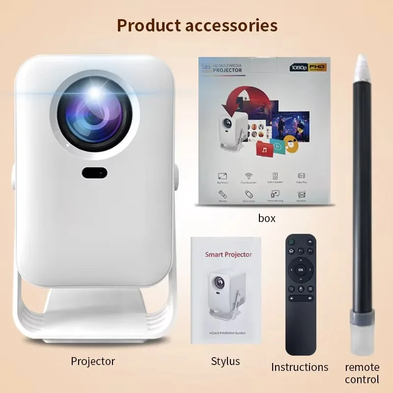 Equipped with a PTZ High-definition Projector Intelligent Projector with Brush Strokes,4k Mini Portable Projector,2025 New Model