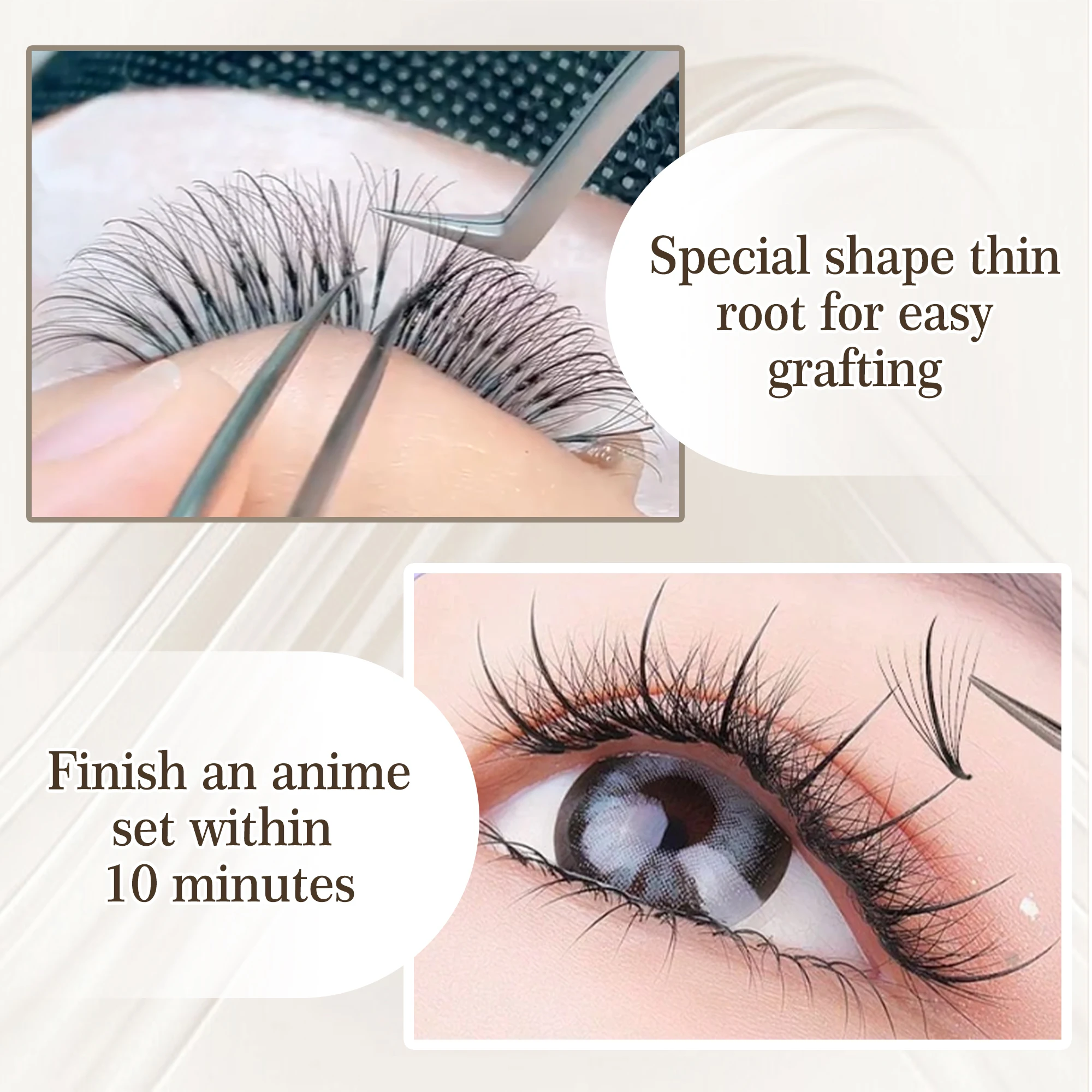 12rows tray premade spike fans russian volume eyelashes extension 5/7/9D pointy base hybrid natural individual lashes wholesale