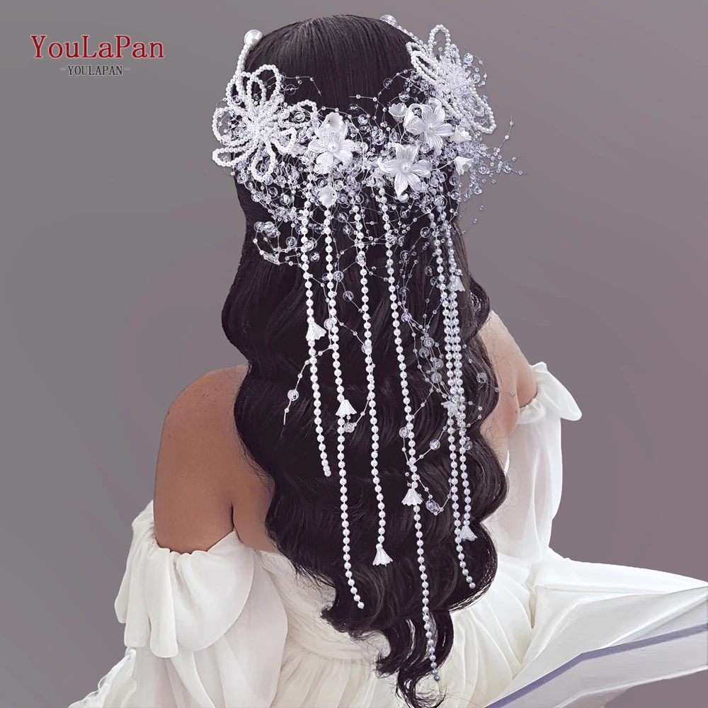 YouLaPan Gorgeous Pearl Flower Bride Headband Princess Crown Wedding Headwear Wreath Hair Accessories Handmade Tiara HP741