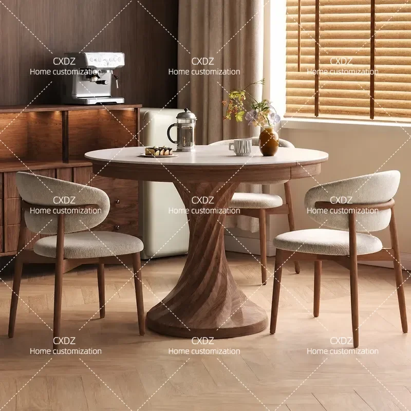 Medieval Rock Slab Dining Table Solid Wood Retractable Folding Square Round Dual Purpose Small Apartment Household Dining Set