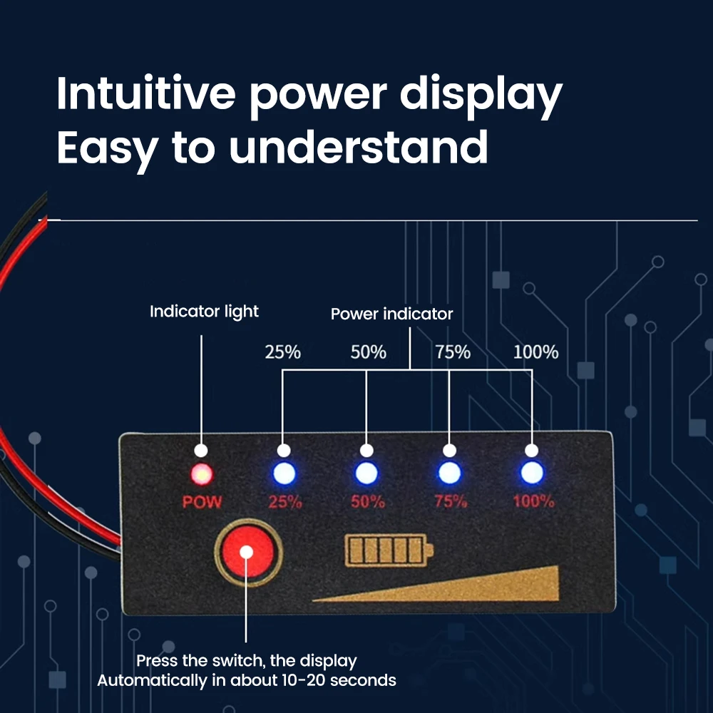 3S 12V Lithium Battery Power Indicator Waterproof Panel Power Indicator Reverse Connection Protection Suitable for DIY