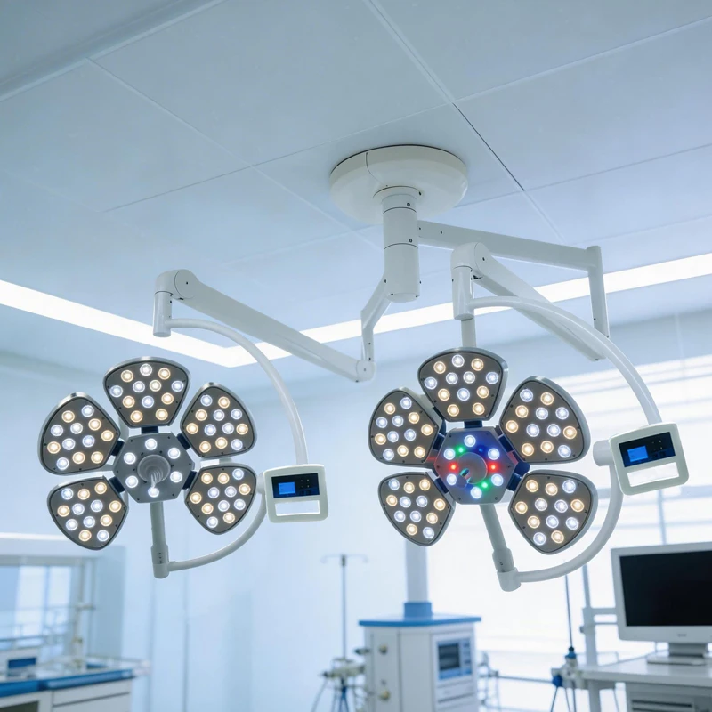 

LED Shadowless Surgical Light Ceiling Mounted Double Dome Operating Room Lamp Medical Equipment