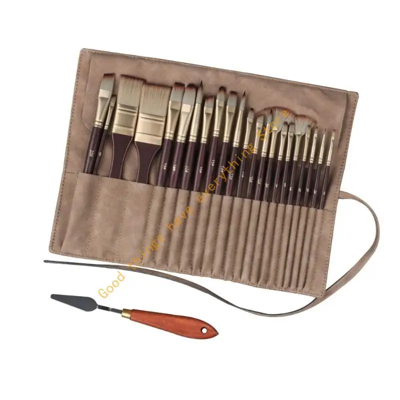 

22Pcs Anti-sheding Nylon Paint Brush with Brush Holder, Perfect for Oil Acrylic Watercolor Painting 55KF