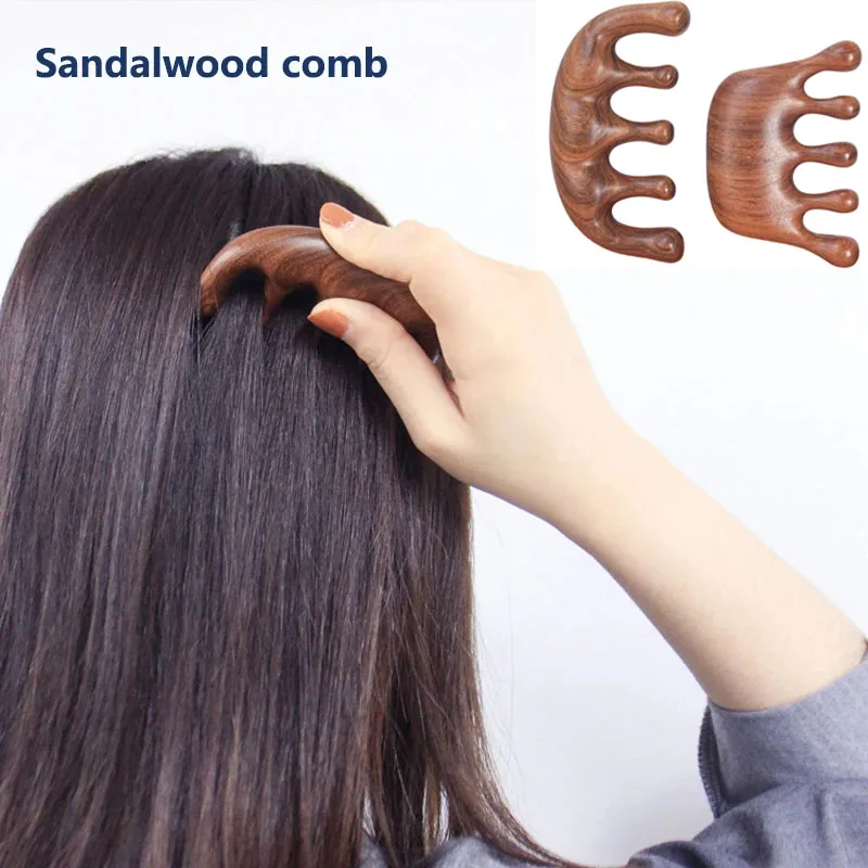 

Massage Comb Head Massager Sandalwood Five Tooth Comb Whale Comb Scalp Scraping Massager Body Massage Tool