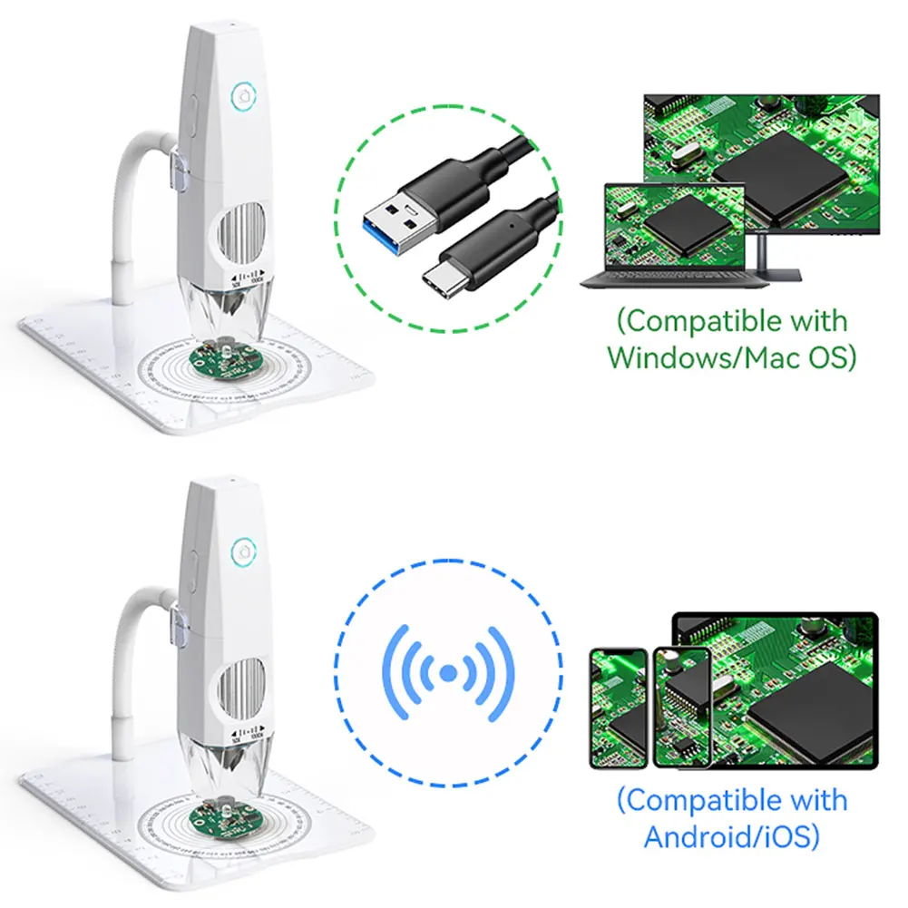 2MP 1080P WiFi mikroskop elektronowy mikrofon USB do podłączenia mikroskopu wideo ze zdjęciem przenośnego mikroskopu elektronowego