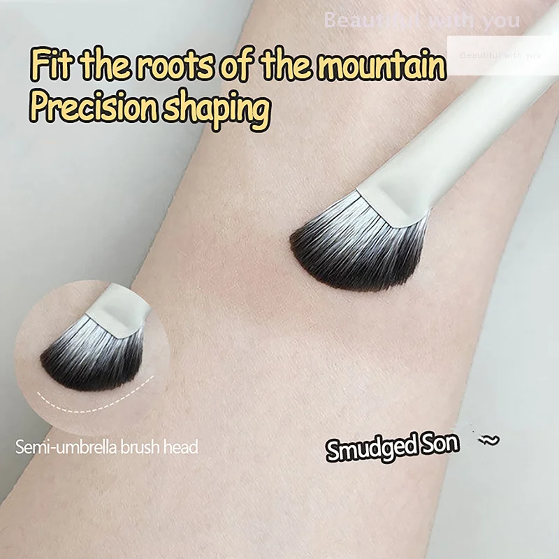 1 Stuks Half Waaiervormige Neus Schaduw Borstel Markeerstift Blush Make-Up Kwasten Fit Neus Oogcontour Vrouwen Facial beauty Tools