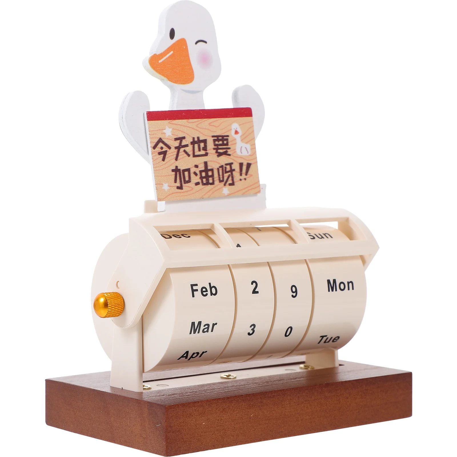 

1pc Wooden Perpetual 2024 Mini Duck Desktop Organizer Block Calendar For Office Home Desk Accessory Supply Decorative Tabletop