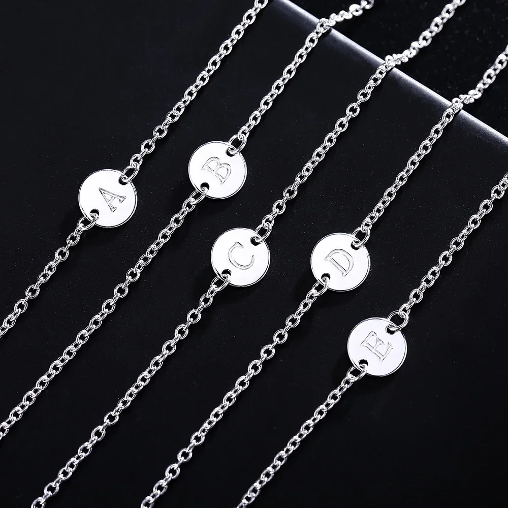 Wholesale 925 sterling Silver 26 letter cards Chain Bracelets for Women Fashion wedding Party fine Jewelry Christmas Gifts